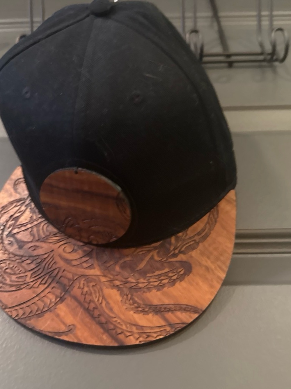 Silver Island Crowns Wooden Brim Snapback Hat Black Octopus Tentacles